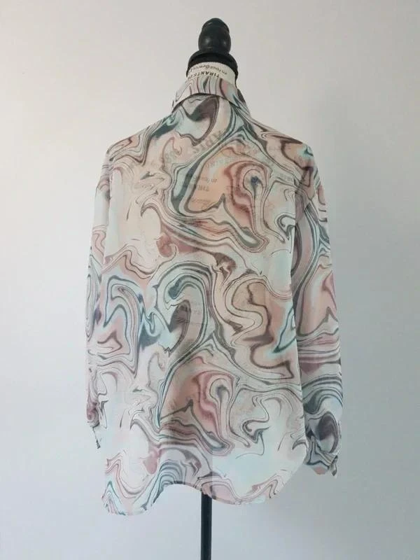 🌸 Turquoise & apricot fluid blouse – Bershka – Size M/L – Very good condition – photo 4